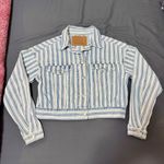 American Eagle  Women's Blue Striped Jacket Oversized Cropped Size XS Photo 4