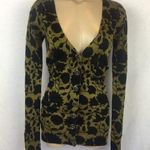 Fossil  Green & Black Print Long Sleeve Knit Cardigan Sweater NEW XS Photo 0