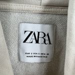 ZARA Cream Pullover Cinched Hoodie Sweatshirt Pocket Casual Women's Size Small Photo 6