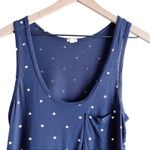 J.Crew Women Small Linen Scoop Neck Tank Top in Navy White Polka Dots Photo 1
