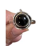 Silver Tone Black Onyx Stone Ring Round Orbit Circle Boho Statement Size 8 New Photo 5
