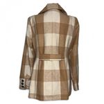 Bob Timberlake  Plaid Wool Blend‎ Pea Coat Women's Medium Tan Beige Jacket Photo 4
