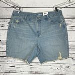 Style & Co NWT Plus Size 18W Blue Denim Distressed High-Rise Bermuda Jean Short Photo 0