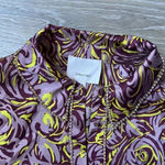 Cinq à Sept Cinq A Sept Purple Blanche Rhinestone Printed Button Front Top Photo 13