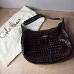 Cole Haan  Bag Vintage Croc-Embossed Brown Hobo Shoulder Purse Gold Hardware Photo 0