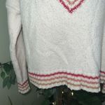 Marine layer  Wool Blend Cream/Sunset Adalyn Stripe Trim V-Neck Sweater Size XL Photo 3