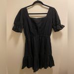 AQUA  For Bloomingdale’s Black Ruffle Embroidered Mini Dress Size M New W/ Tag Photo 9