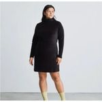 Everlane  Black The Velour Mock Neck Long Sleeve Mini Dress‎ Photo 4