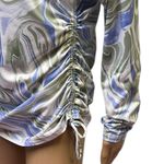 Hurley  Swim Shirt Marble Swirl Print Long Sleeve Ruched Drawstring Side Womens L Photo 3