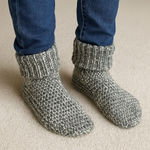 Hand Made Knitted Stocking Slippers Grey White Gray Size undefined Photo 0