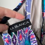 La Blanca  Womens 22 Blue Purple Geometric One Piece Swim Suit Dress Photo 4