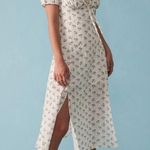 Rihoas Short Sleeve Floral Ruched Midi Dress Purple Size M Photo 4