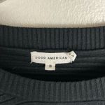 Good American Black Ribbed Crewneck Sweater Relaxed Fit Size 3 Large Stretch Photo 2