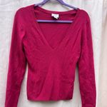 Loft  Fuchsia V-Neck Sweater Photo 4