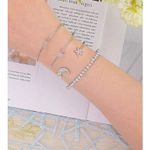 Boutique NWT Silver Bangle Bracelet‎ Set Crystal Star Moon Heart Charm Stackable Jewelry Photo 10