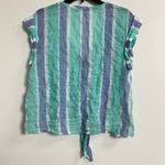 Bella Dahl Women's Tie Front V-neck Striped Top Size L Green White Blue Photo 1