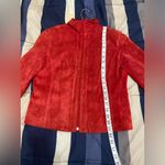 Yvonne & Marie 100% Authentic Leather Zipper Down Jacket Red Size 6 Photo 4