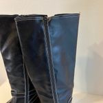 st. john's bay Black Vegan Leather White Stitched Buckle Heeled Boots Size 10 Photo 9