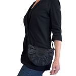 Timmy Woods Beverly Hills Collection Vintage Satin Ruffle Crossbody Evening Bag Black Photo 8