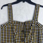 Hollister Black White Yellow Cotton Checkered Gingham Suspender Dress Sz MD Photo 3