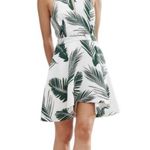 C/MEO COLLECTIVE  Witness Pine Maui Print Halter Neck Mini Dress in White/Green Photo 4