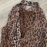 Vintage apart silk high neck leopard print sheer sleeveless blouse medium Brown Photo 1
