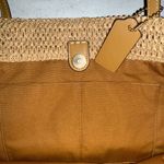 Coach NWT  Straw and smooth leather City Tote Bag CBG87 Im/Honey Brown Photo 11