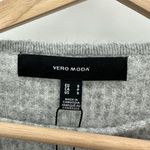 VERO MODA Sweater Women Small NWT Light Grey Melange Simone Long Sleeve Ruffle Photo 4