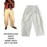 Anthropologie  Maeve Pants‎ Cream  Barrel Utility Wide leg Neutral sz. 4 EUC Photo 1