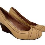 Seychelles  Yellow Leather Retro Round Toe Wedge Heels Size 7.5 Photo 0