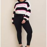 Torrid crew neck Black and White Striped Sweater with pink “je taime” size 3. Photo 1