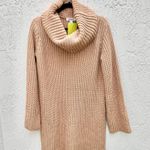 BB Dakota Knit Turtleneck Pullover Sweater Mini Dress Tan Women's Size M Photo 2