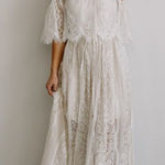 Baltic Born White Nude Caroline Lace Maxi Dress Off Shoulder, Size XXXL Photo 0