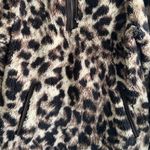 Cozy Sherpa Leopard Quarter Zip Pullover Fuzzy Soft Faux Fur Jacket Womens Large Photo 2