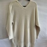 Michael Kors Tunic Sweater Womens Size 1X Ivory Knitted V Neck Simple Basic Sexy Photo 3