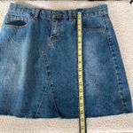 Anthropologie Anthro Per Se Distressed Mini Aline Raw Hem Denim Jean Skirt Blue 6 Medium Photo 6