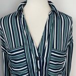 Free People Mad About You Striped Satin Button Down Shirt Small Photo 4