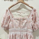 Arose Studio Leah Puff Sleeve Square Neck Floral Lace Mini Dress Pink OS NWT Pink Size undefined Photo 4