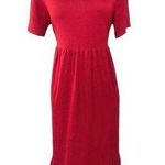 Prinbara Red Crewneck Short Sleeve Tiered Stretch Midi Casual Pull On Dress Sz L Size L Photo 0