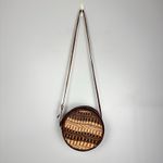 Handmade Jute Woven Boho Crossbody Circle Bag Brown Leather Photo 3