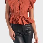 Elan Boutique Rust Flutter Sleeve Top  Photo 0