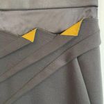 Donna Karan  Collection Black Label Wool Pencil Skirt Silk Trim Yellow Size 6 Photo 2