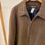 Vintage Plaid Zip Up Collared Coat Chore Jacket in Brown Size 18 Photo 3