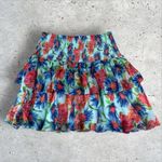 Milly  Wyatt Paint Dahlia Print Mini Skirt Tiered Smocked Sz‎ 6 Photo 4