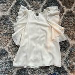 Alexis White silk butterfly ruffle sleeve blouse top Photo 3