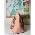 ALDO Pastel Pink Quilted Patent Faux Leather Satchel Bag Structured Purse OS Photo 1