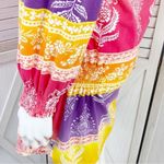 Joyous & Free Floral Damask Colorblock Tunic Dress Small Off Shoulder Smocked Yellow Photo 6