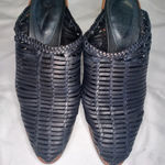 Sundance Veracruz Bella Notte leather Stacked Heel Boho Mules Black Size 8 Photo 0