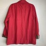 Dennis Basso SIZE MEDIUM RED LEOPARD PRINT LINING SNAP FRONT MID LENGTH JACKET Photo 5