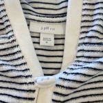 J.Jill Fit Womens Stripe Loop Terry Long Sleeve Hoodie Black White Size XL Photo 4